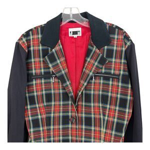 JM By Shelli Segal Womens Blazer Red Plaid Size 8 VTG Holiday Jacket